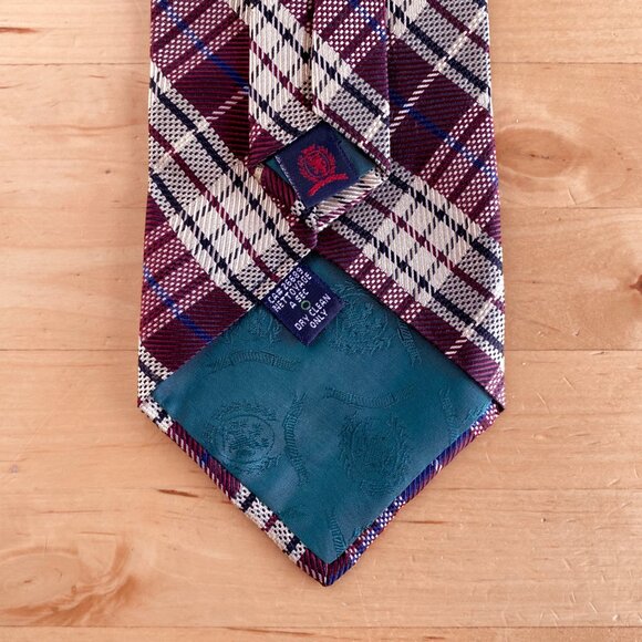Tommy Hilfiger Burgundy Plaid Silk Tie - Picture 4 of 4